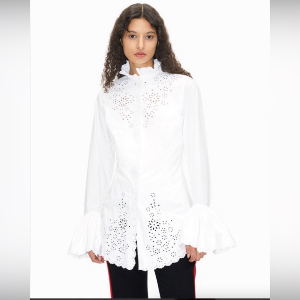 Rabanne H&M Eyelet Embroidered Poplin Shirt